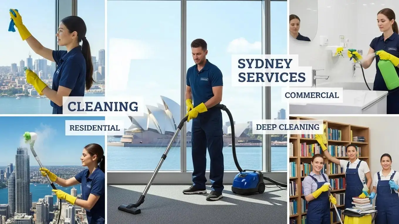 cleaning companies in sydney 2 Diverse cleaning services in Sydney showcasing professional cleaning activities